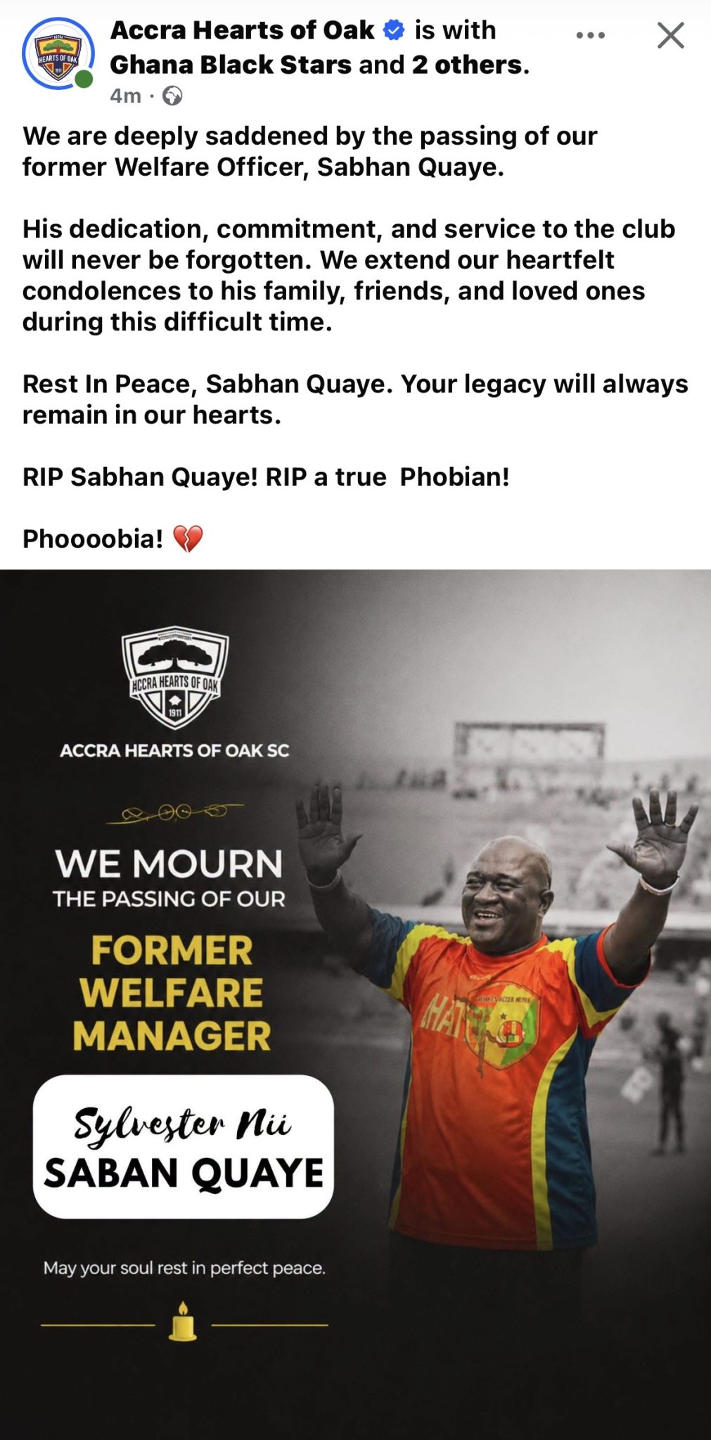 Sad News Rocks Ghana Football: Former Hearts of Oak and Black Stars ...